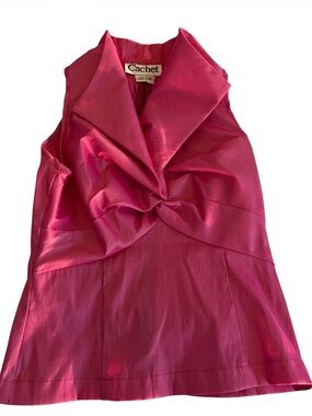 Cachet Hot Pink Twist-Front Sleeveless Blouse